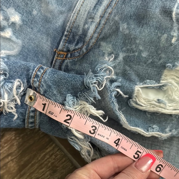 Rag & Bone Blue Distressed Jean Shorts with Raw-Cut Hems - Picture 6 of 6